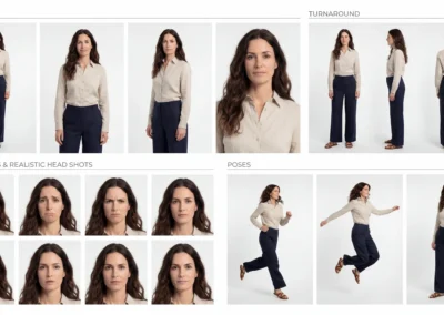 Figuras humanas con poses variadas generadas con IA para renders arquitectónicos