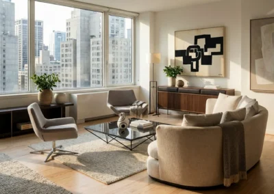 Render de ambiente con mobiliario BB Italia generado con IA