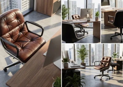 Composición de silla de diseño creada con Nanobanana Pro para archviz